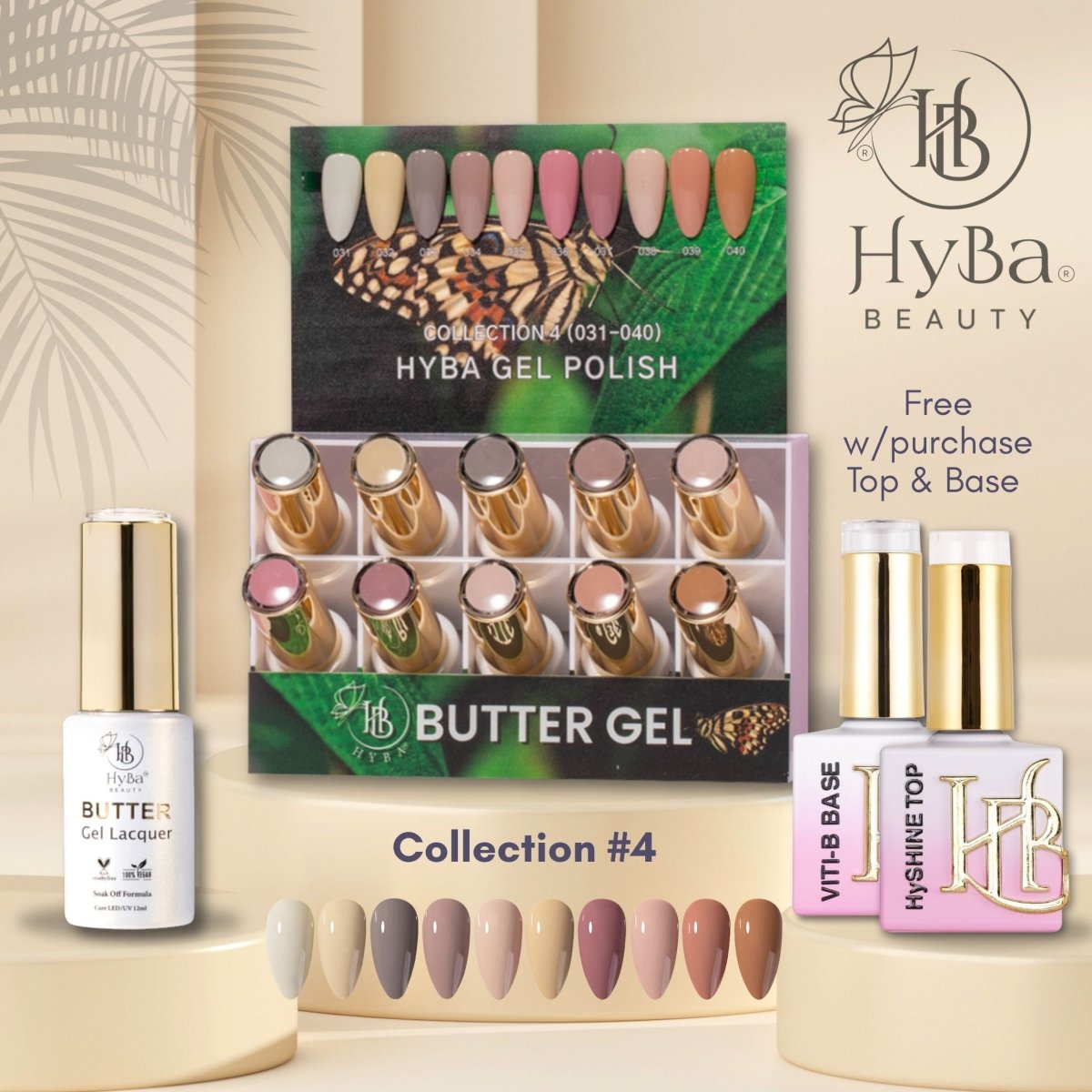 BUTTER Gel Polish SERIES Collection 4 (Colors #031-#040) - Free Top & Base